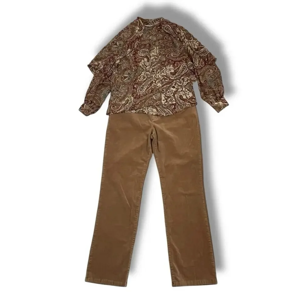 Chaps Denim corduroy high rise straight leg pants - Picture 7 of 9